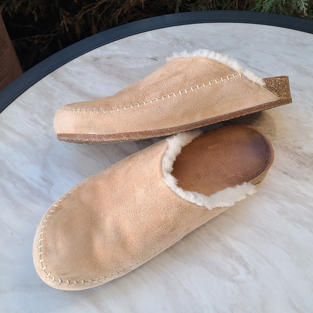 Jenni Kayne Shearling-Lined Natural Moc Clog Sz. 40